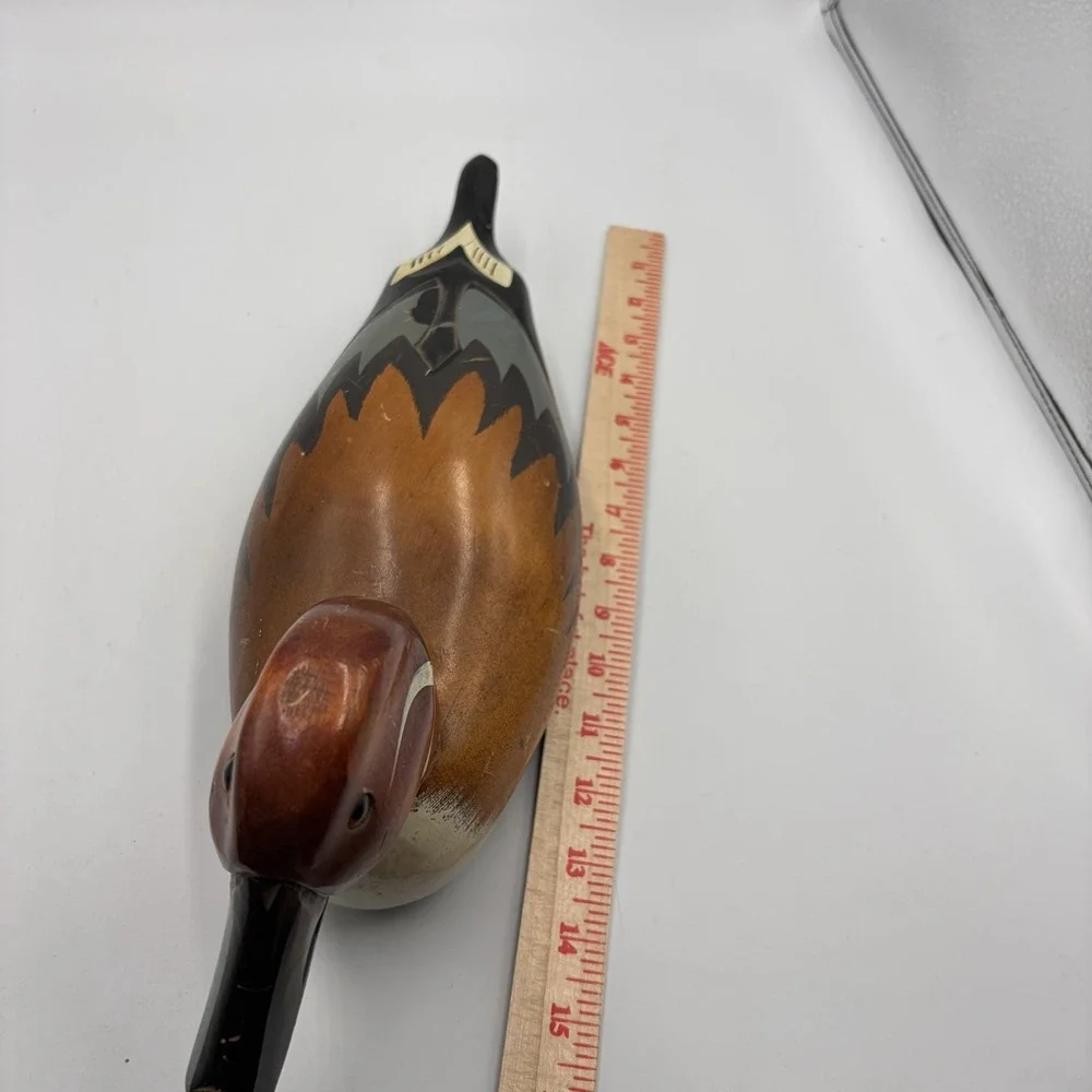 Wooden Hand Painted‎ Decoy Duck Vintage Decor Mid Century Pintail